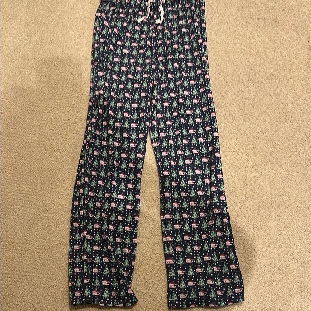 Vineyard Vines Kids Christmas Pajama Bottoms - Navy and Pink